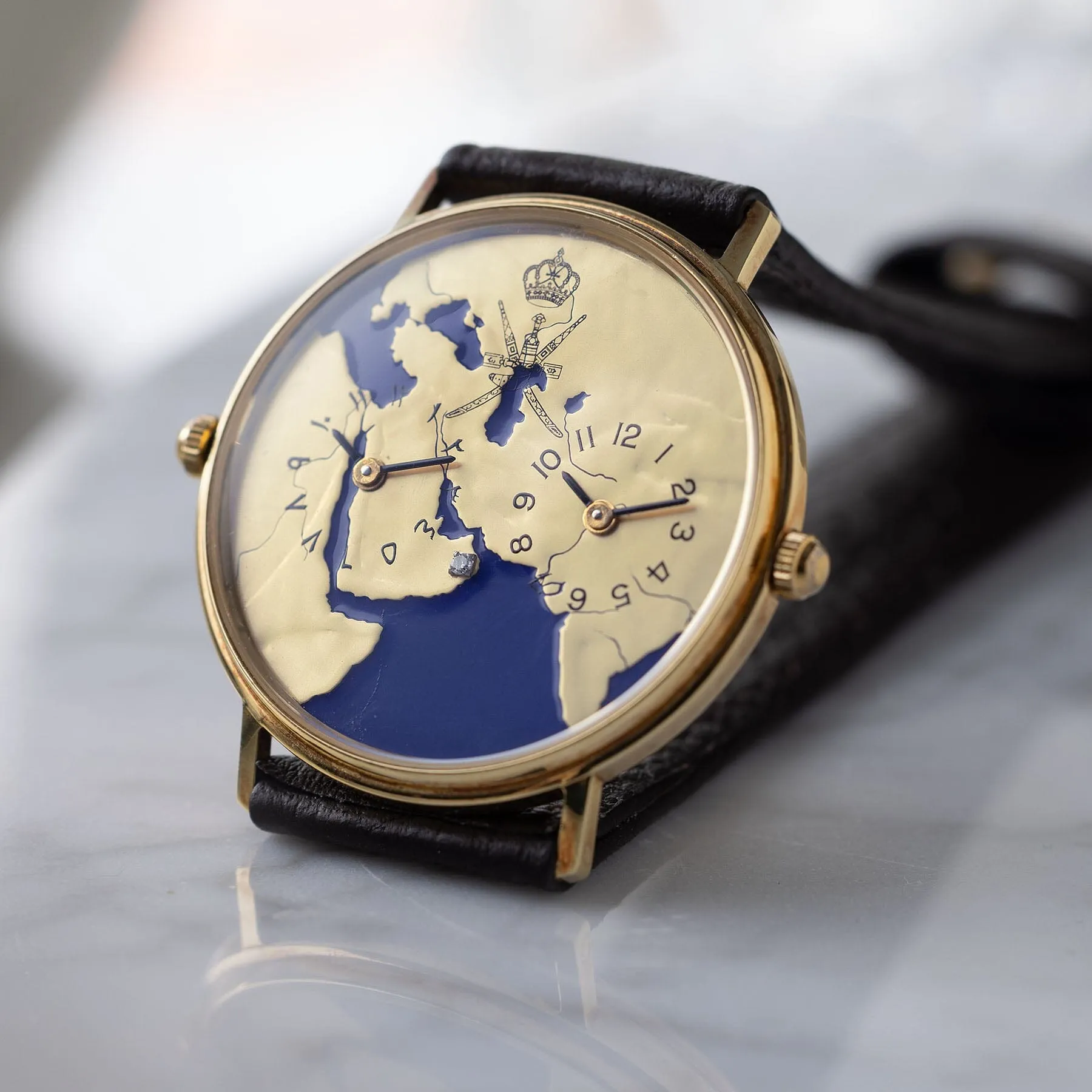 Asprey London Dual Time For Sultanate of Oman Enamel Khanjar Dial