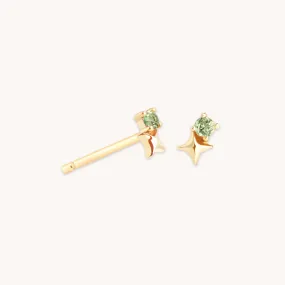 August Peridot Birthstone Earrings in Solid Gold