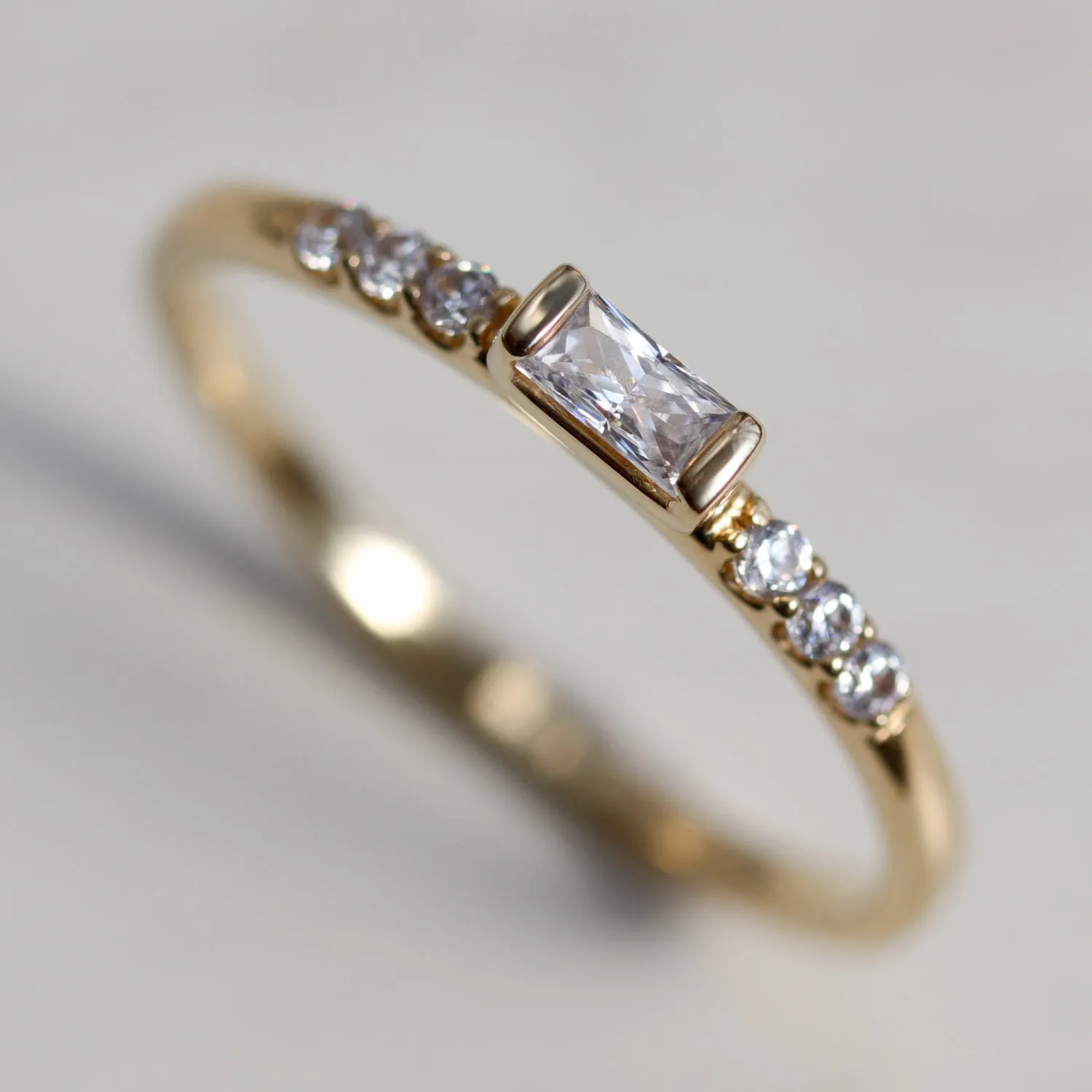 Baguette Stacking Ring with Accent Stones