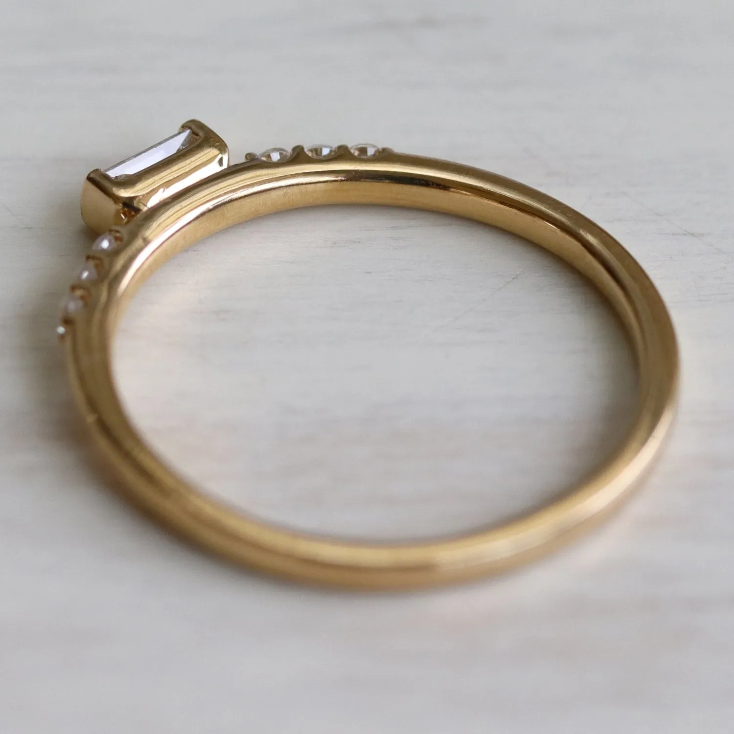 Baguette Stacking Ring with Accent Stones