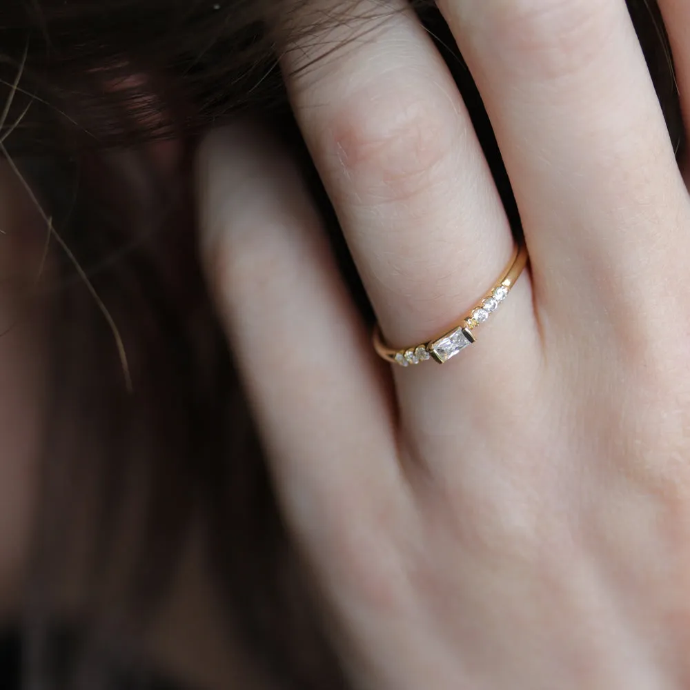 Baguette Stacking Ring with Accent Stones