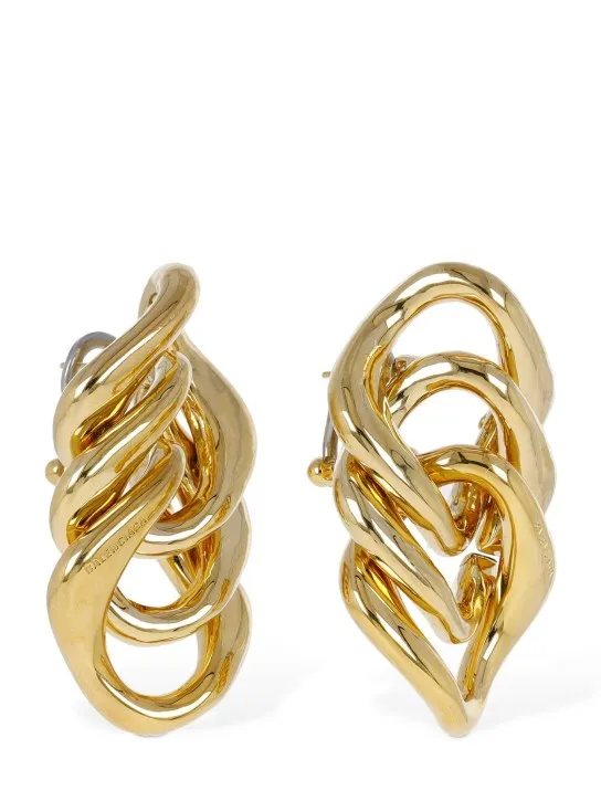 Balenciaga   Linked brass earrings 