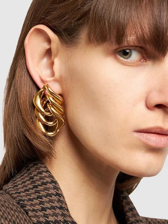 Balenciaga   Linked brass earrings 