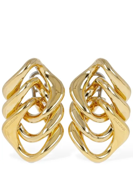 Balenciaga   Linked brass earrings 