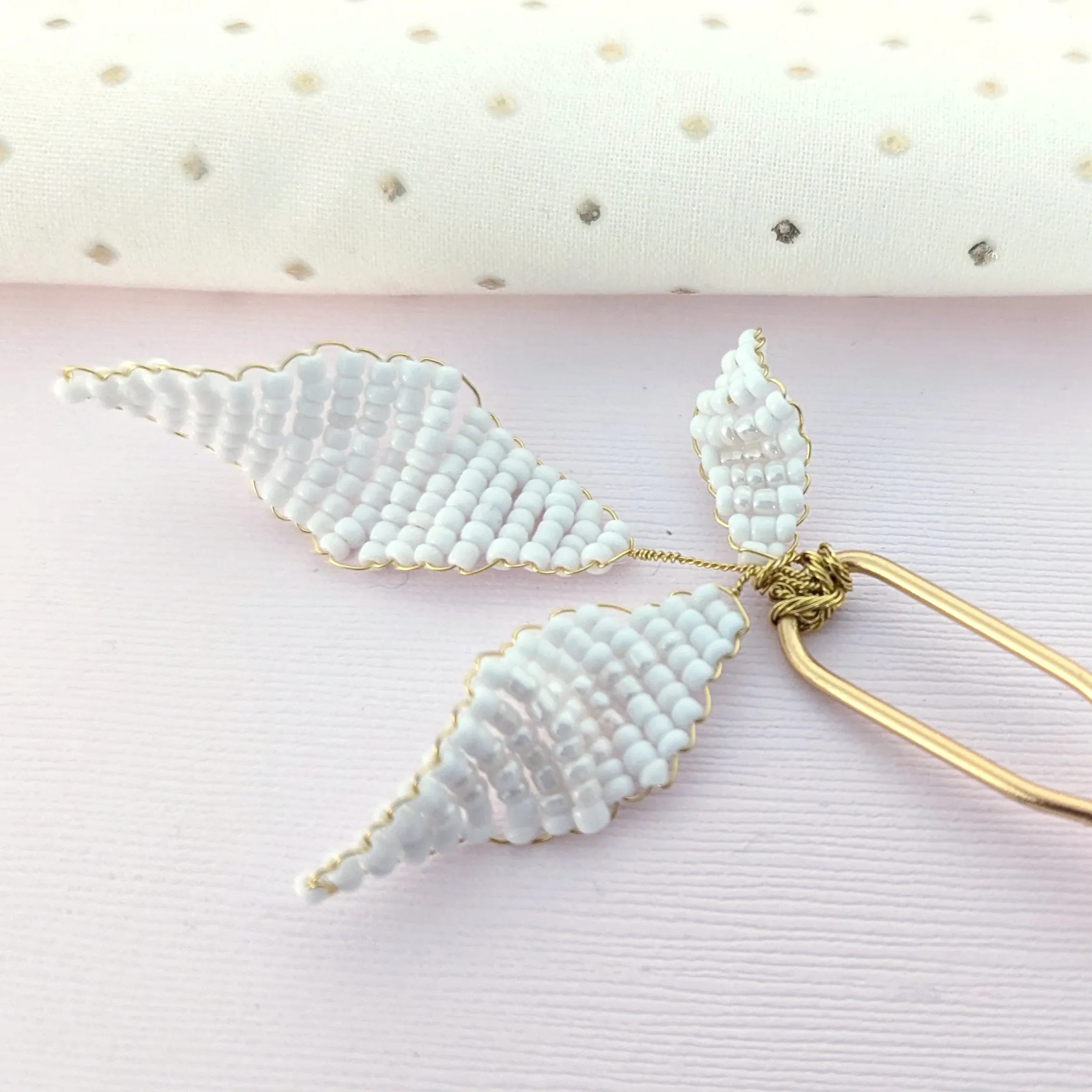 Beaded White Leaf Hair Pin