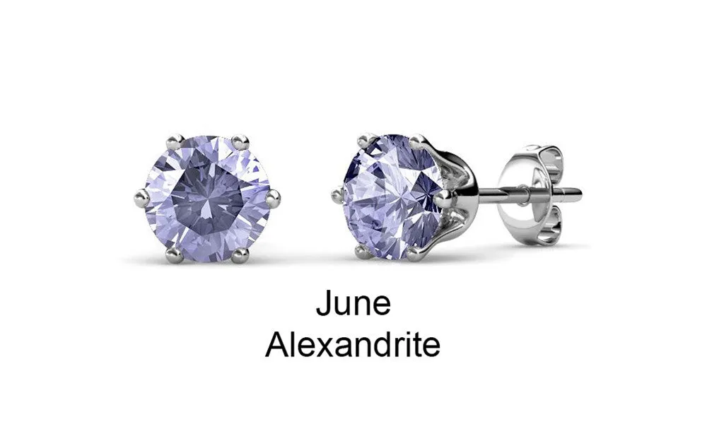 Birthstone Earrings 18k White Gold Plated Stud Earrings with 1CT Swarovski Crystals