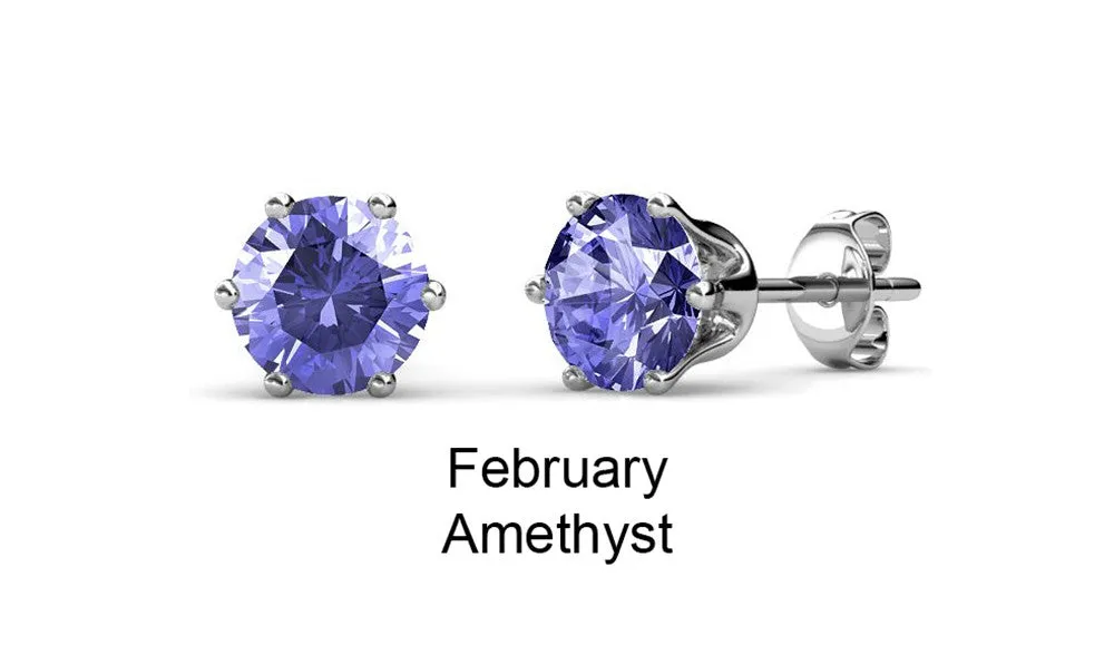 Birthstone Earrings 18k White Gold Plated Stud Earrings with 1CT Swarovski Crystals