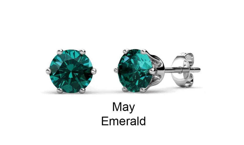 Birthstone Earrings 18k White Gold Plated Stud Earrings with 1CT Swarovski Crystals