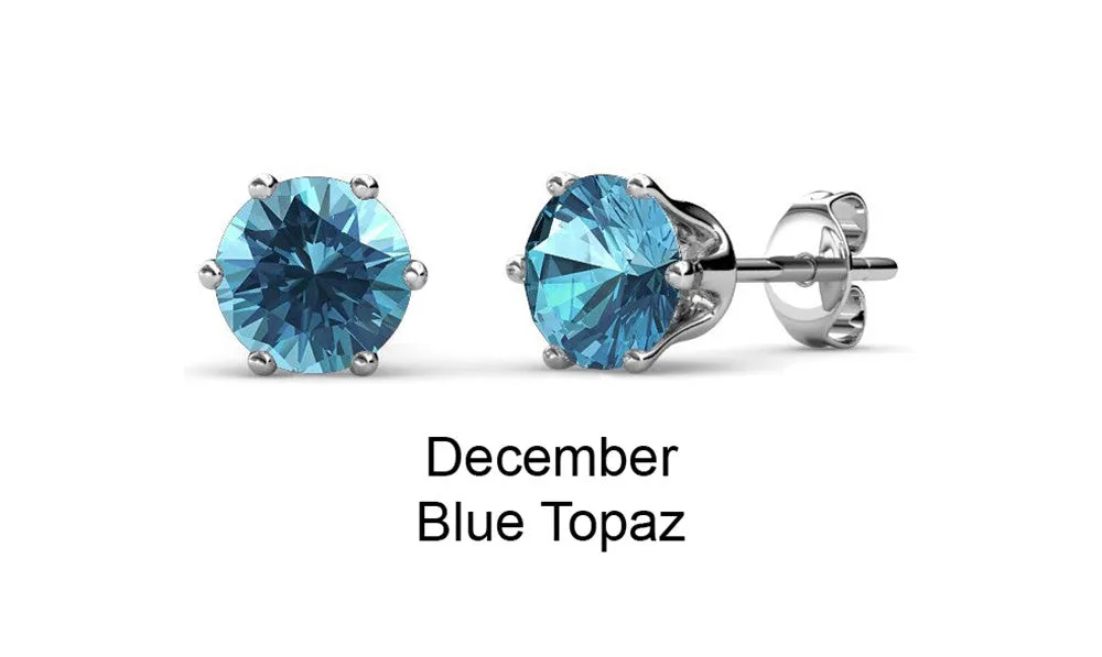 Birthstone Earrings 18k White Gold Plated Stud Earrings with 1CT Swarovski Crystals