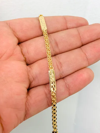 Bismarck Anklet Bracelet /18K Gold Filled Anklet Bracelet 10" / Leaf Anklet Bracelet / Women's Bracelet / Tobillera Bismarck Link Para el Pie / Pulsera de Pie Para Mujer