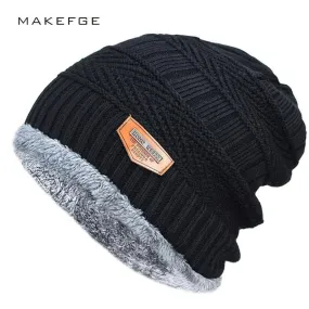 black hats Fall Hat Thick and warm and Bonnet Skullies Beanie Soft Knitted Beanies Cotton