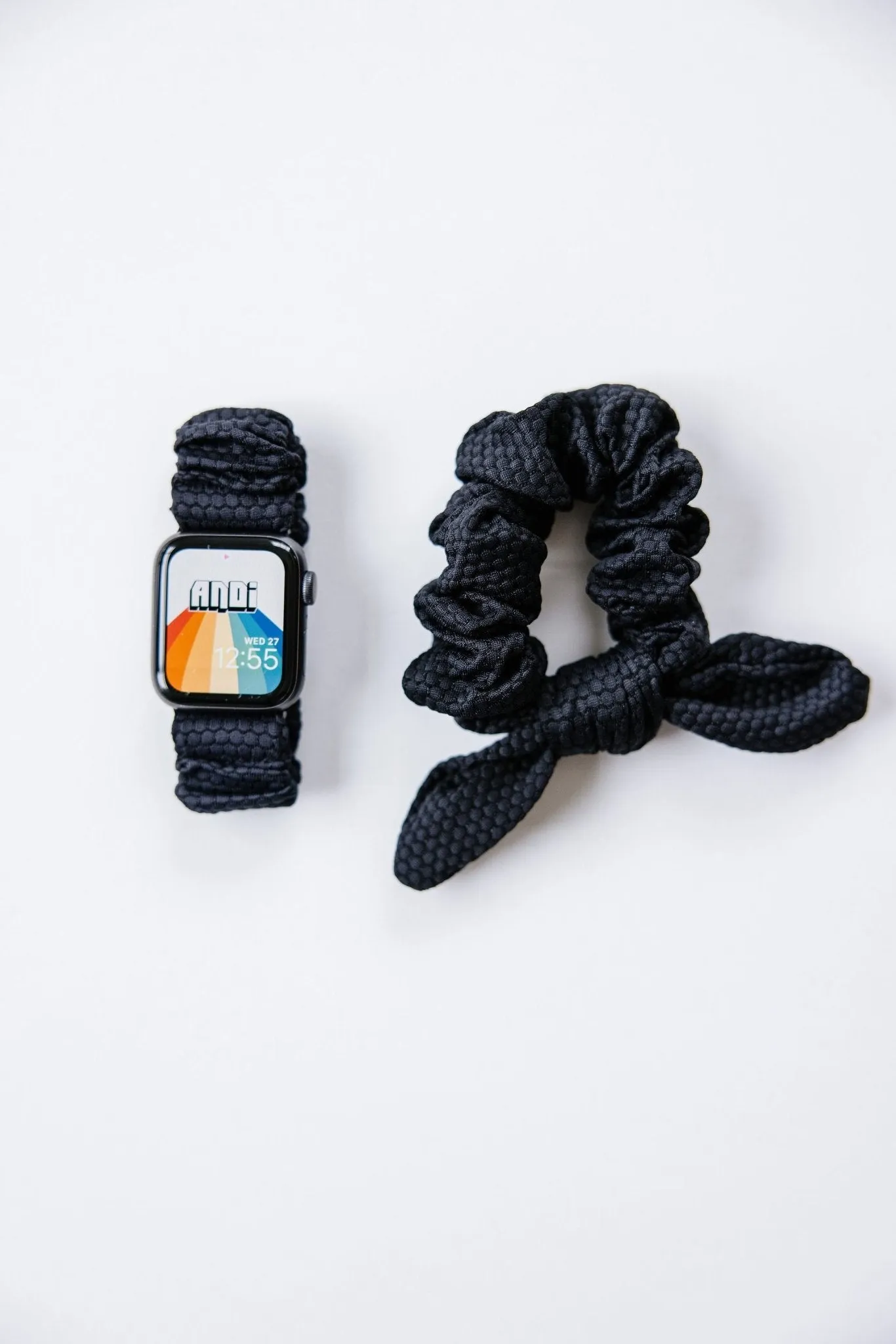 Black Hexagon Athletic Scrunchie Band Compatible with Apple Watch