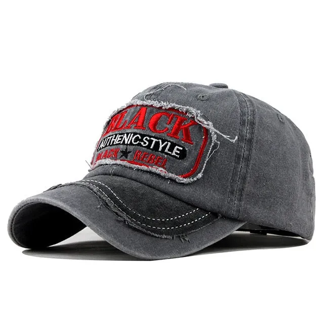 Black Rebel Authentic Style Embroidered Baseball Cap