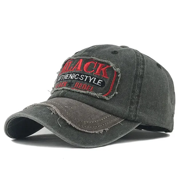 Black Rebel Authentic Style Embroidered Baseball Cap