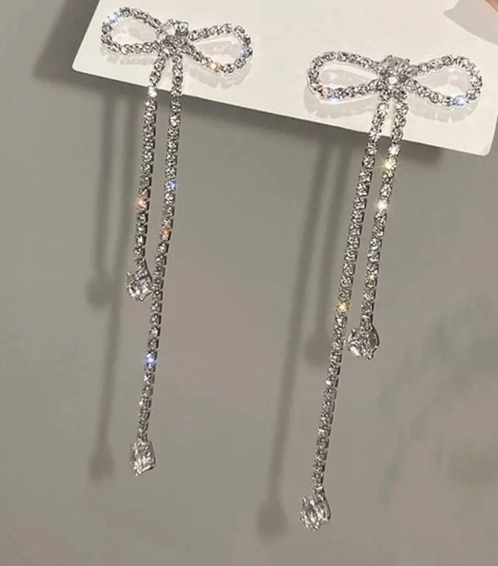 Bow Rhinestone Gem Earrings