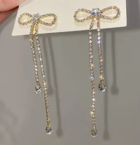 Bow Rhinestone Gem Earrings