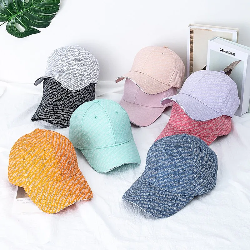 Brand Stylish Cotton Hats For Women Fashion Full Letter & Fox Animal Print Baseball Cap Female Outdoor Popular Hat Cap