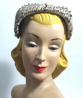 Bronze Beaded Ivory Cocktail Hat circa 1950s