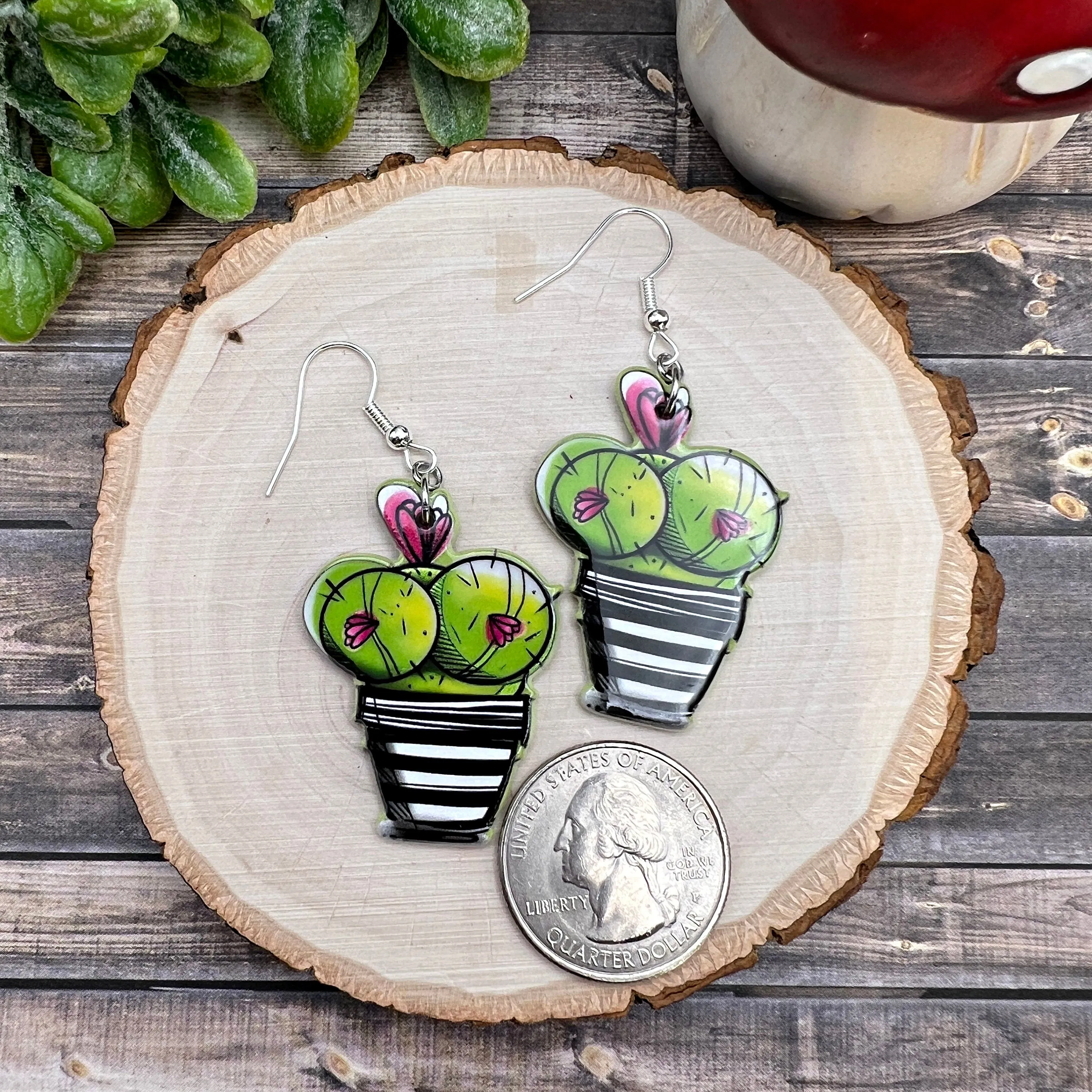 Cactus Boobs Plant Earrings