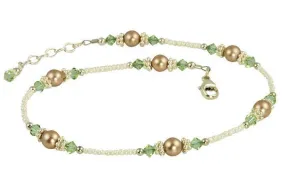 Cantaloupe Crystal Almond Beaded Anklet