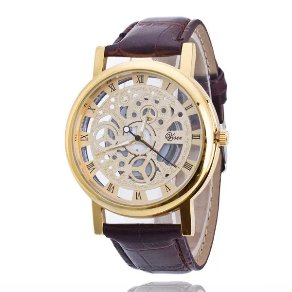 Casual Korean Style Non-Mechanical Watch Men's Quartz Watch Double-Sided Sheer Cutout Watch