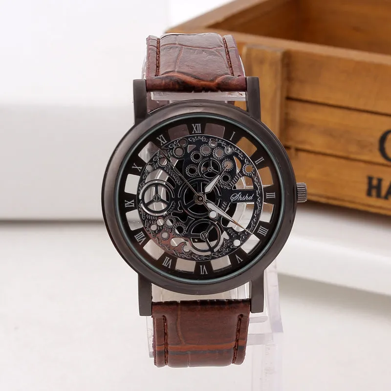 Casual Korean Style Non-Mechanical Watch Men's Quartz Watch Double-Sided Sheer Cutout Watch