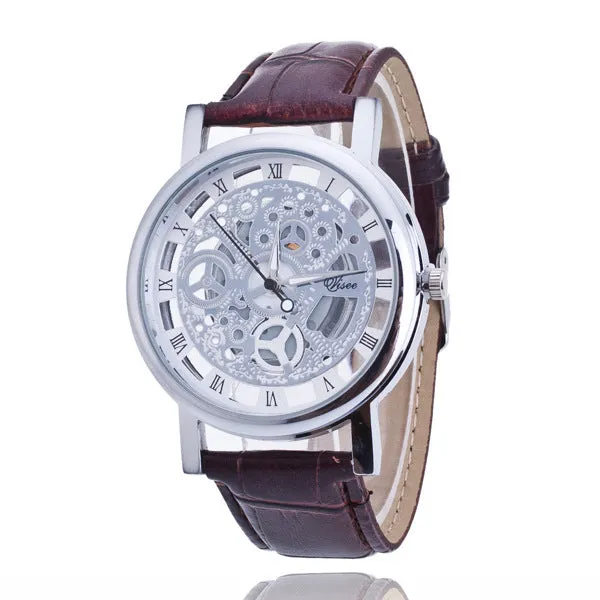 Casual Korean Style Non-Mechanical Watch Men's Quartz Watch Double-Sided Sheer Cutout Watch