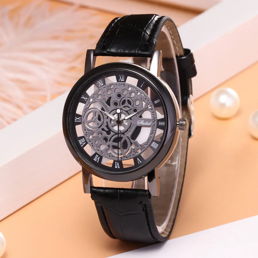 Casual Korean Style Non-Mechanical Watch Men's Quartz Watch Double-Sided Sheer Cutout Watch