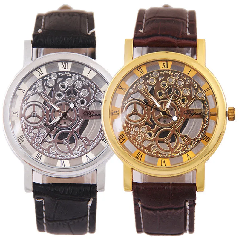 Casual Korean Style Non-Mechanical Watch Men's Quartz Watch Double-Sided Sheer Cutout Watch