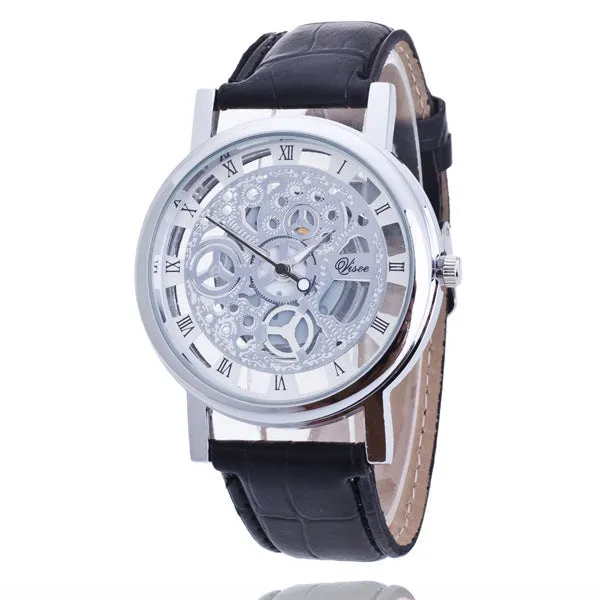 Casual Korean Style Non-Mechanical Watch Men's Quartz Watch Double-Sided Sheer Cutout Watch