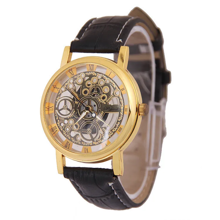 Casual Korean Style Non-Mechanical Watch Men's Quartz Watch Double-Sided Sheer Cutout Watch