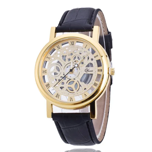 Casual Korean Style Non-Mechanical Watch Men's Quartz Watch Double-Sided Sheer Cutout Watch