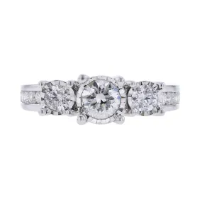 Channel Set Mirage Three Stone Ready for Love Diamond Engagement Ring 1ct