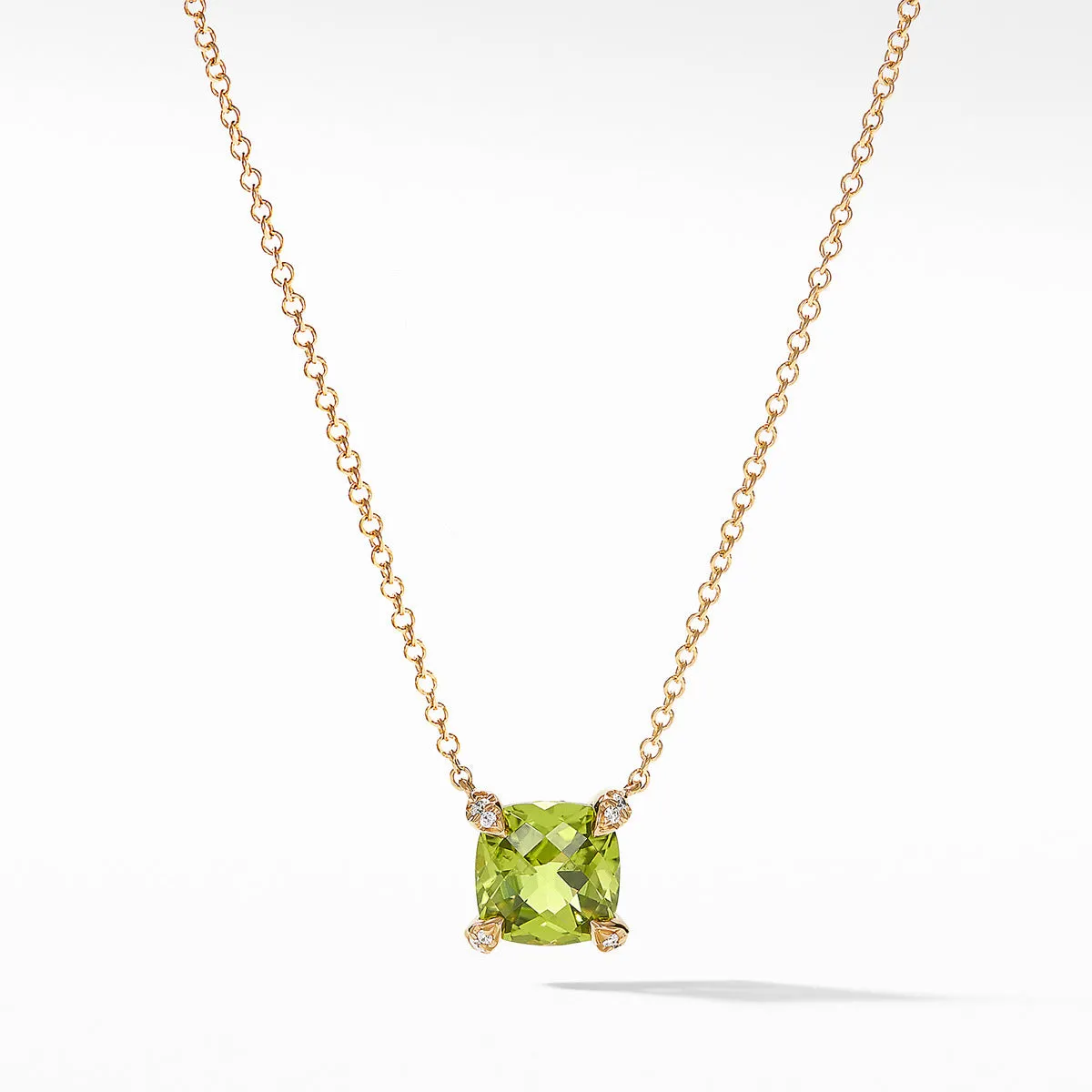 Chatelaine Pendant Necklace with Peridot and Diamonds in 18K Gold