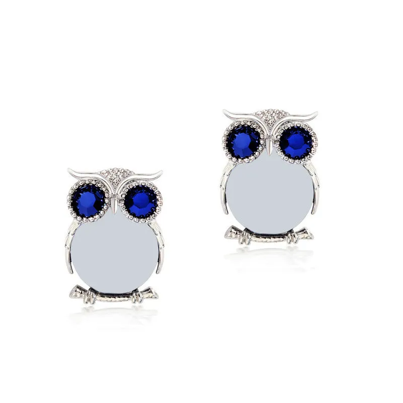 Classic Owl Earrings Zinc Alloy Crystal Silver And Glod Plated Stud Earrings For Women Fashion Brand Earring Jewelry