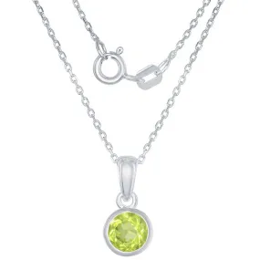 Classic Women's Pendant with Chain - August Peridot Bezel Set | K-7017-PD