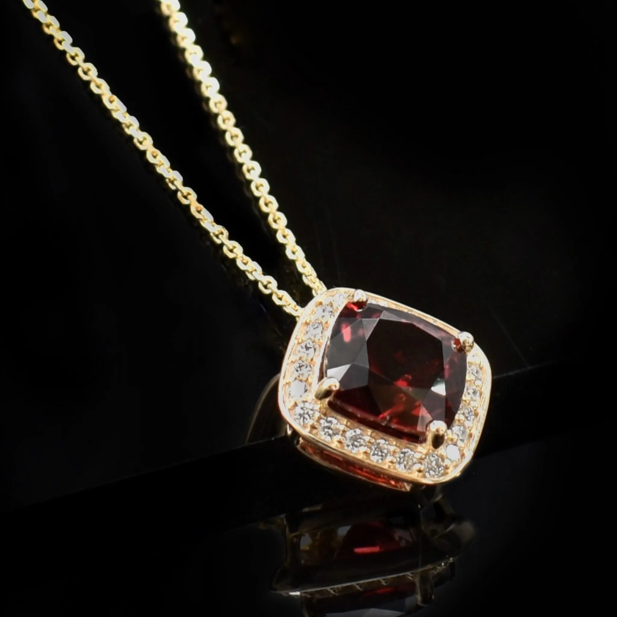 Cremation Necklace Garnet & Diamond For Ashes