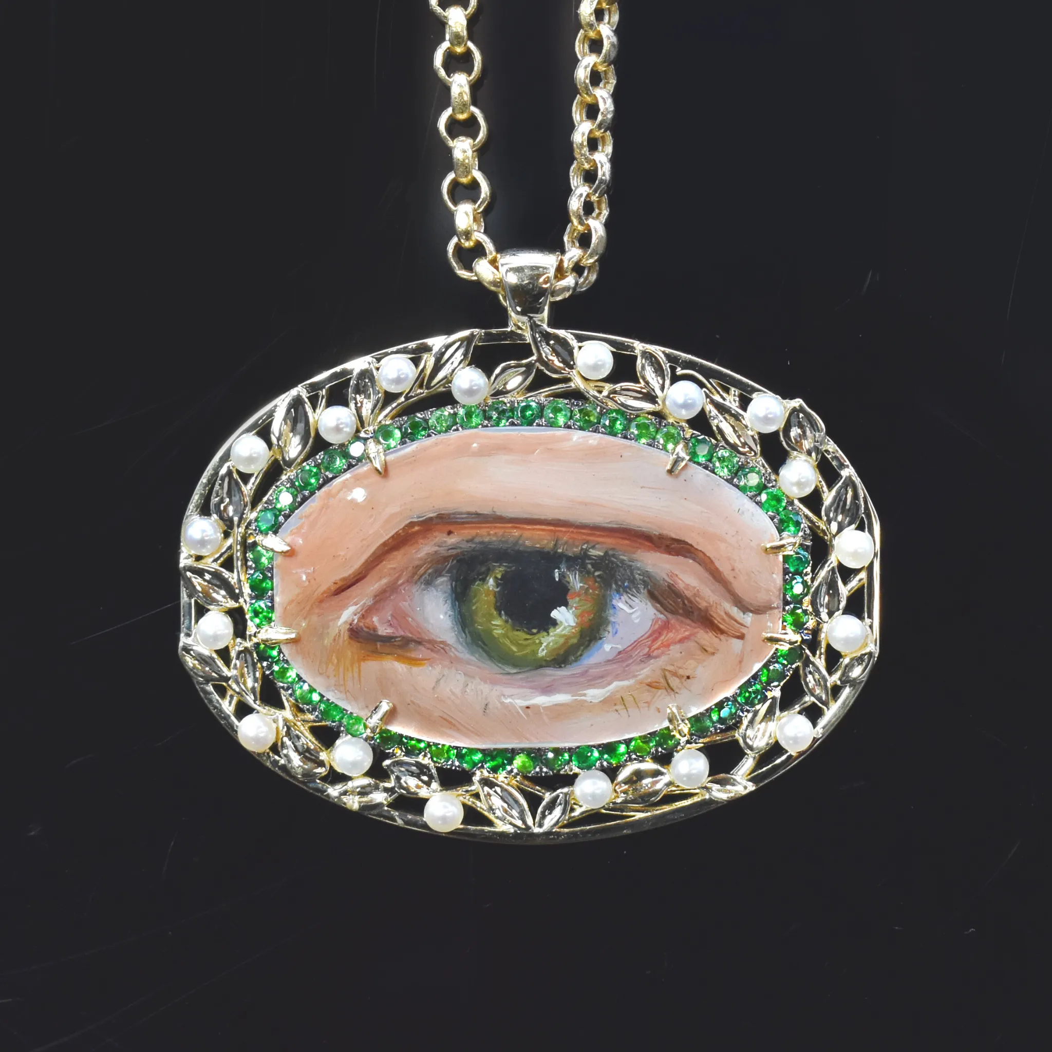 Custom Miniaturist Portrait: The Lover's Eye Necklace