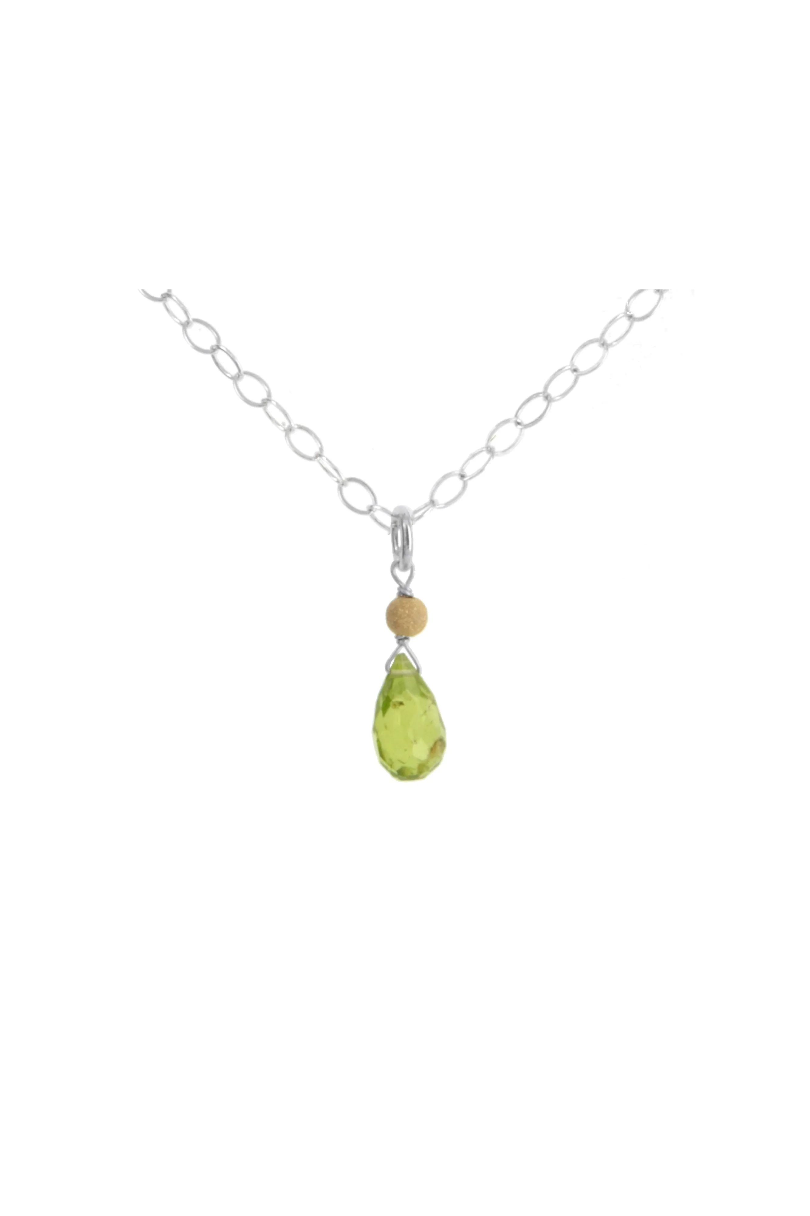 Dainty Gemstone Necklace, Green Peridot