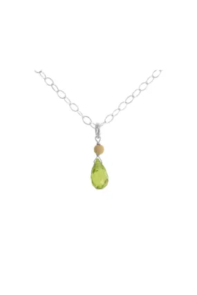 Dainty Gemstone Necklace, Green Peridot