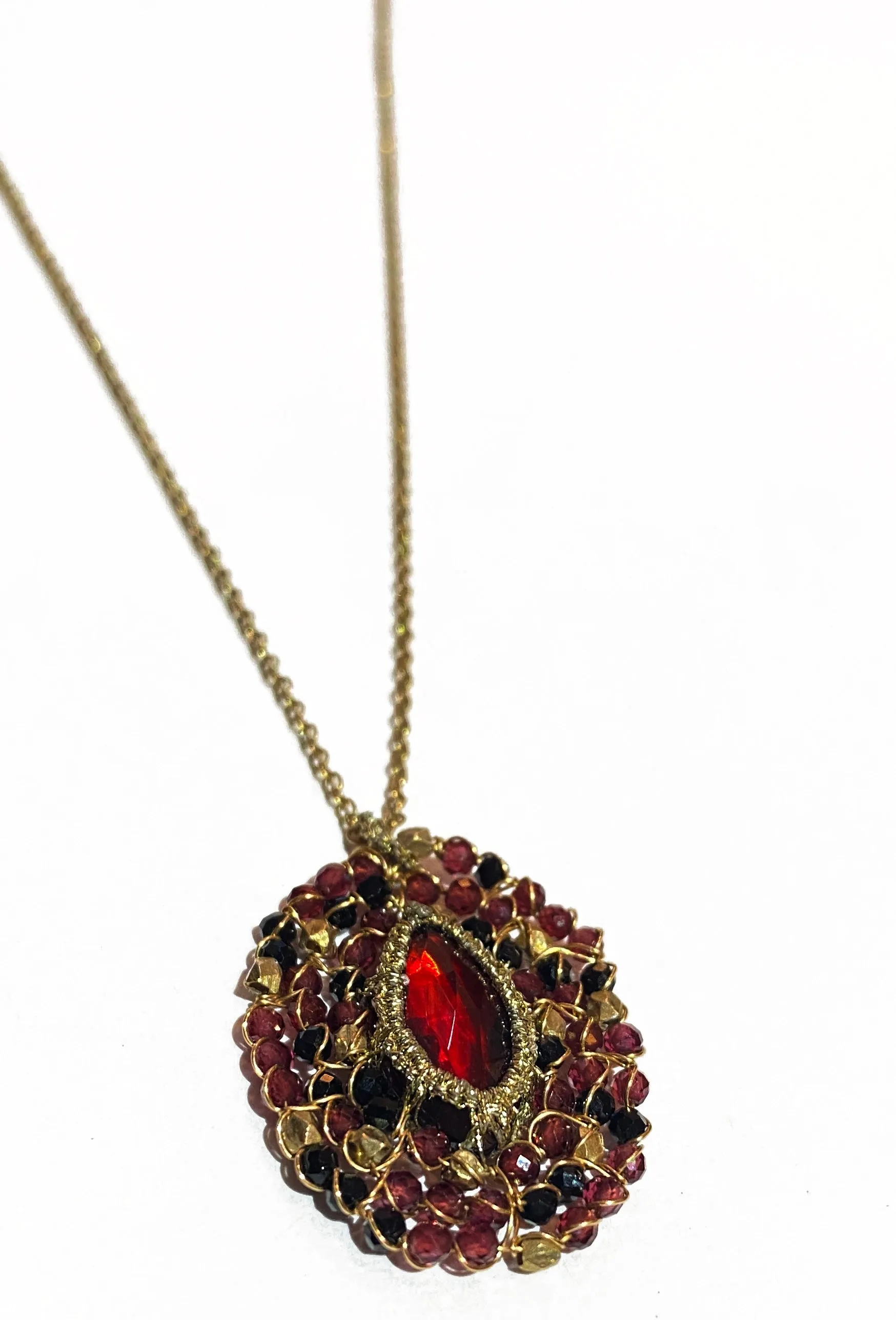 Danielle Welmond | Garnet, Black Spinel and Vermeil Daisy Necklace