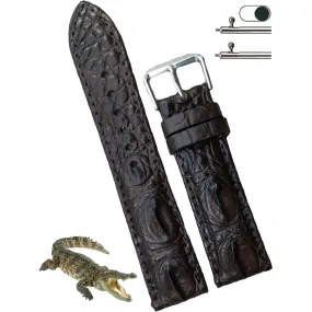 Dark Brown Alligator Leather Watch Band | Crocodile Quick Release Replacement Strap | DH-37