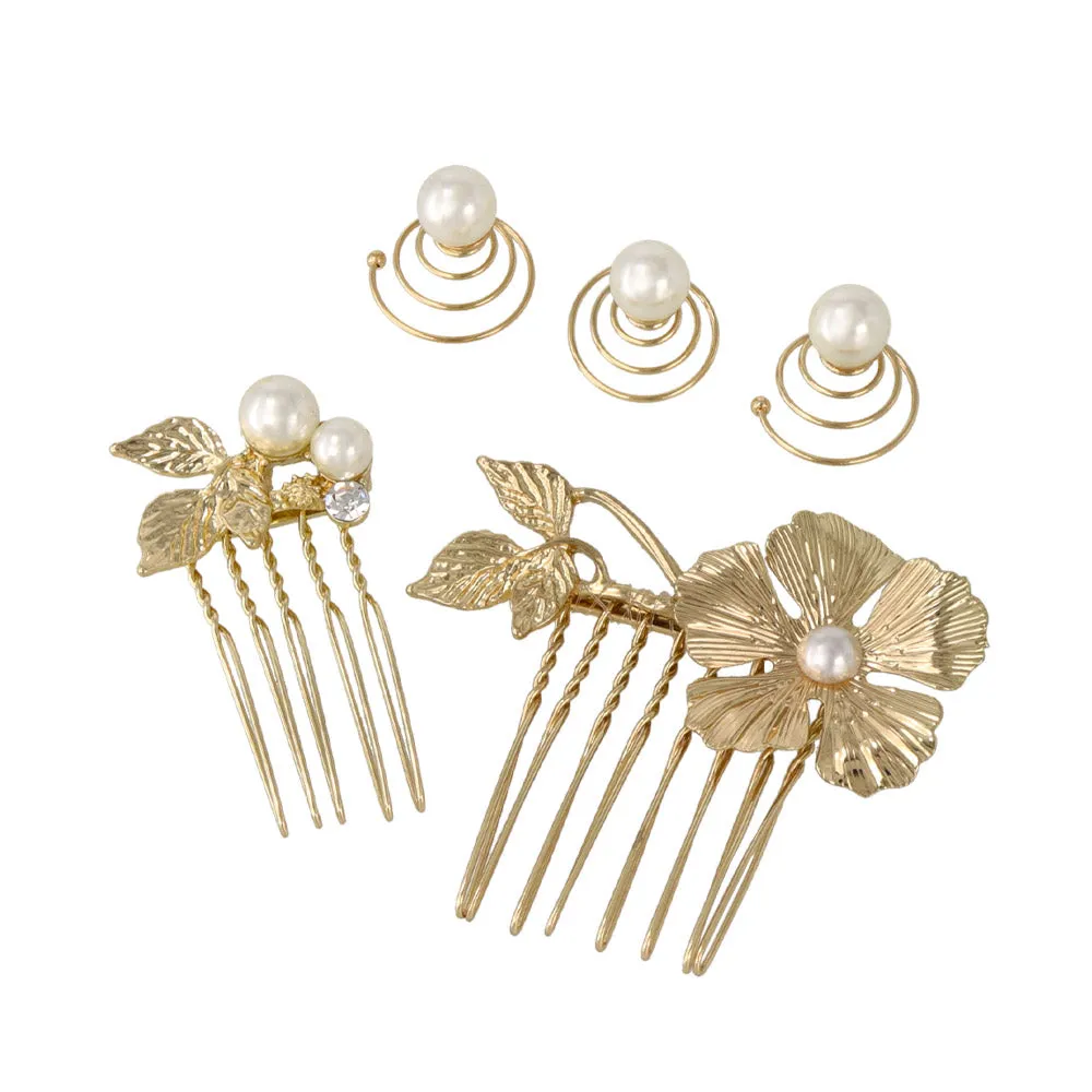 Decorative Spiral Hairpin and Slide Comb Set