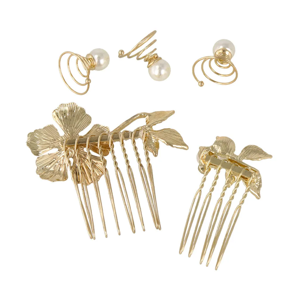 Decorative Spiral Hairpin and Slide Comb Set