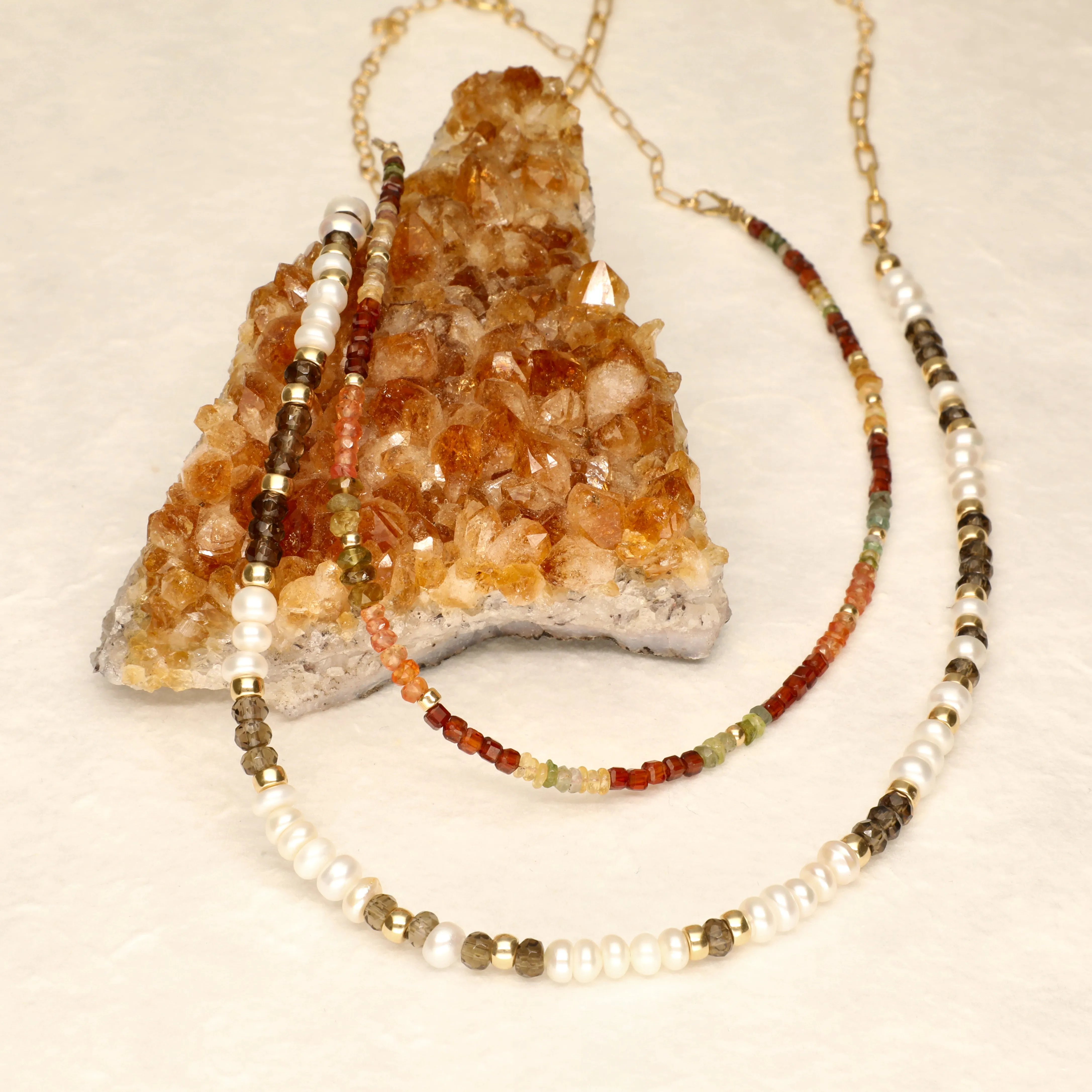 Desert Browns Half Stone Integrated Necklace