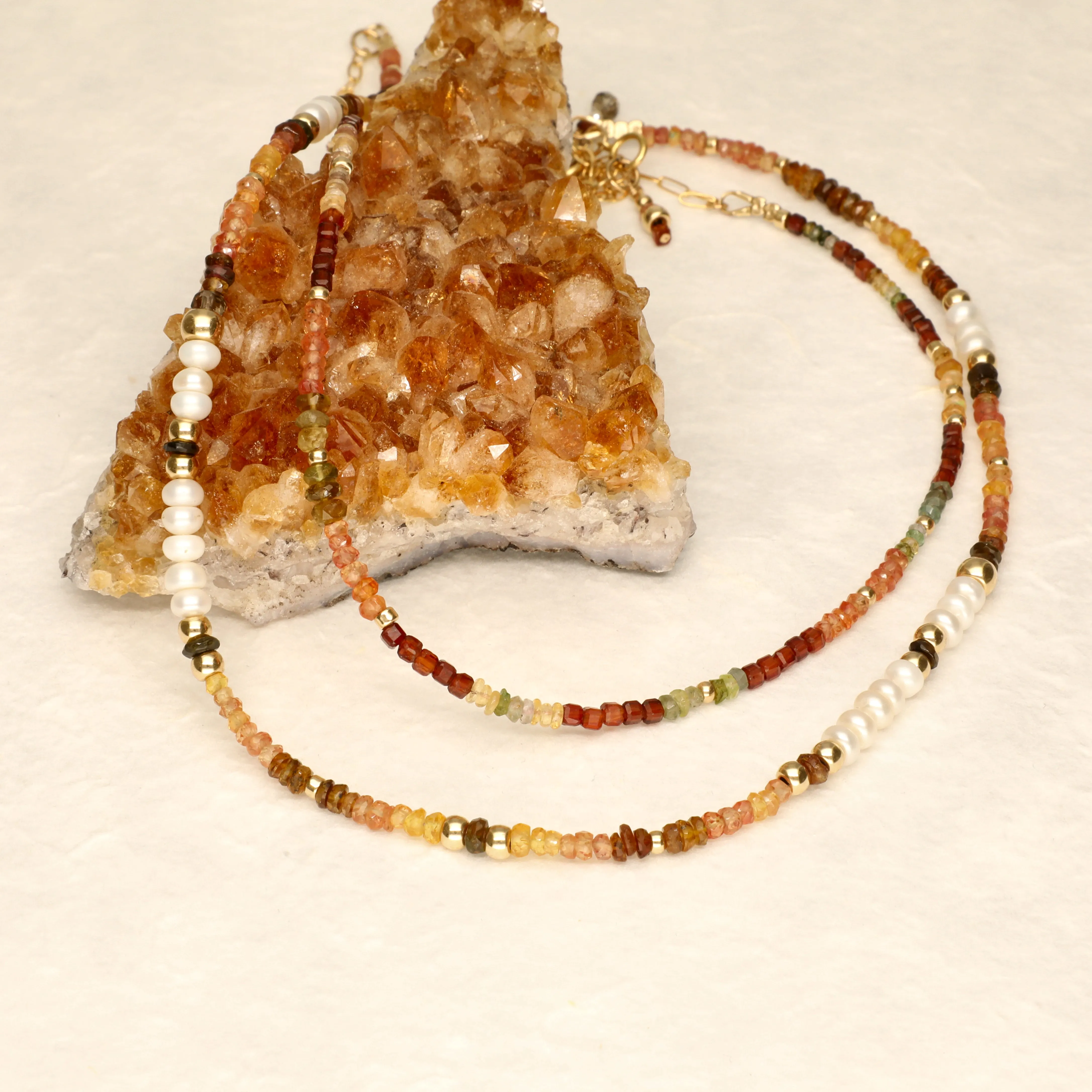 Desert Browns Half Stone Integrated Necklace