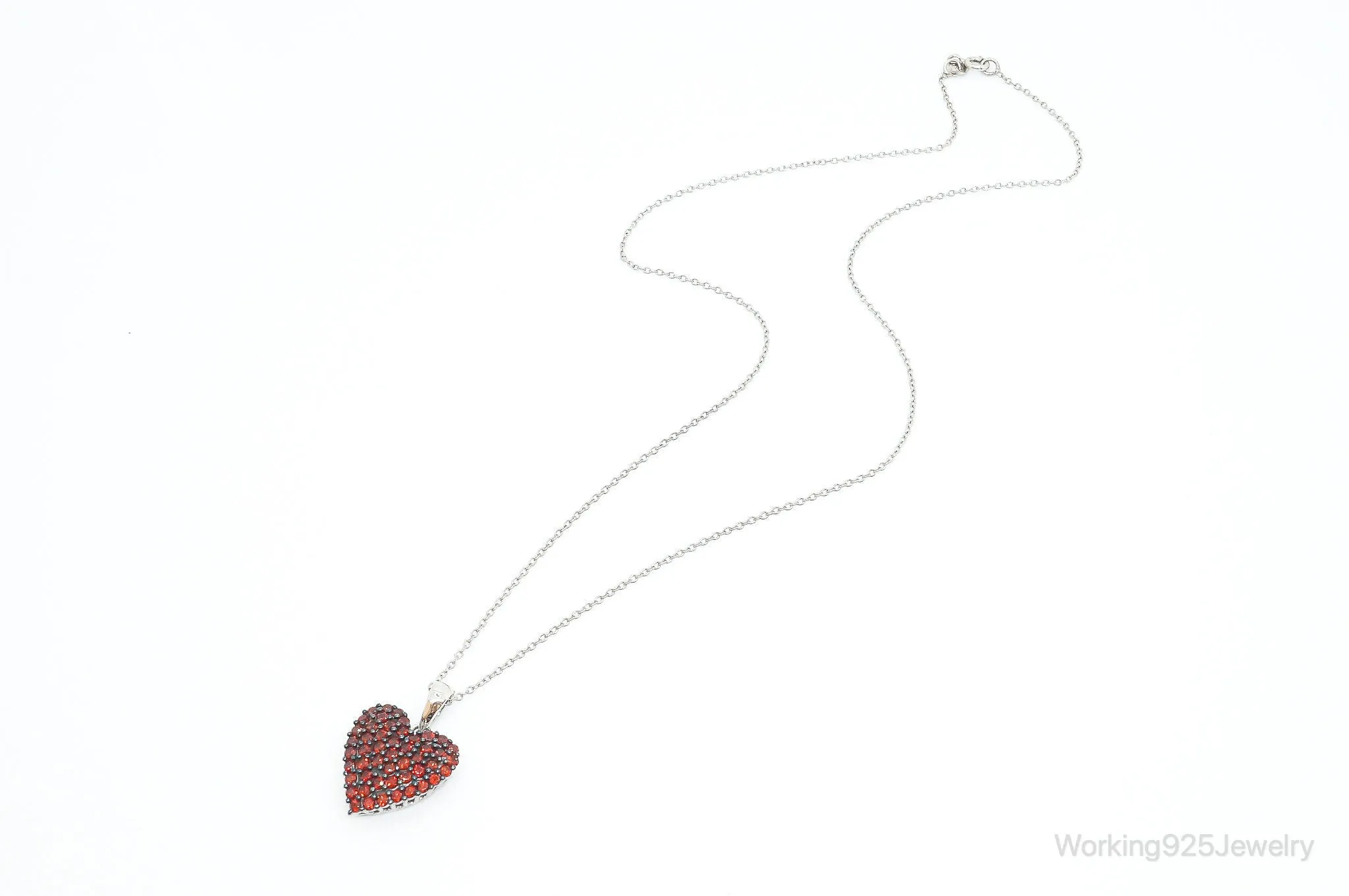 Designer SGL Garnet Heart Sterling Silver Necklace