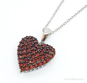 Designer SGL Garnet Heart Sterling Silver Necklace