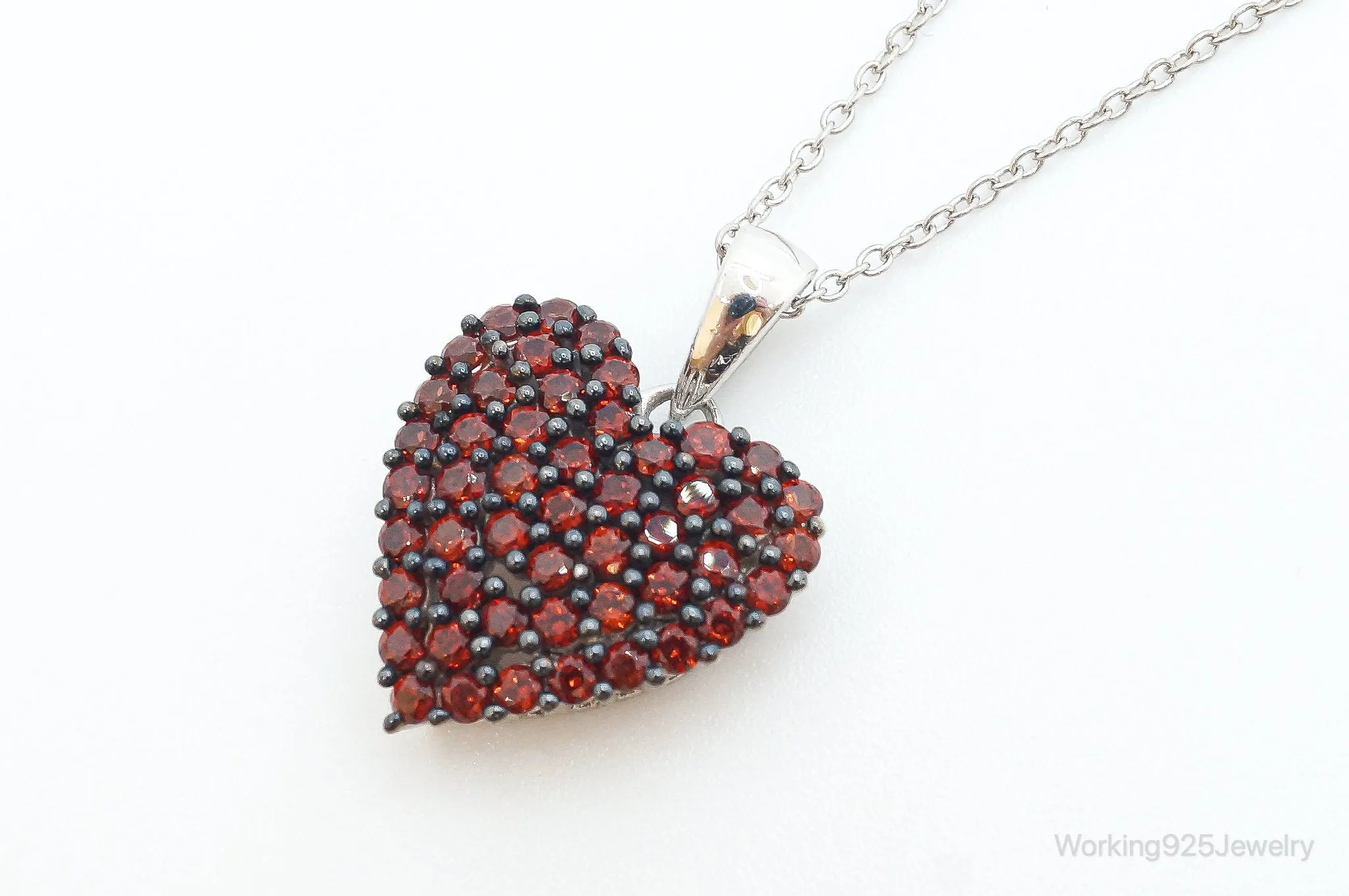 Designer SGL Garnet Heart Sterling Silver Necklace