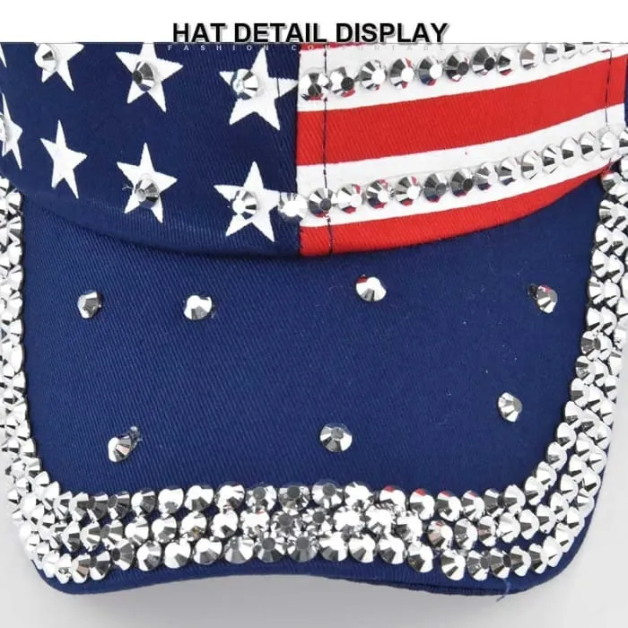 Diamond-Encrusted American Flag Unisex Baseball Cap